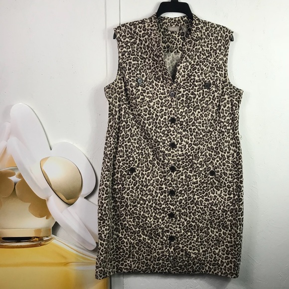 leopard print button down dress